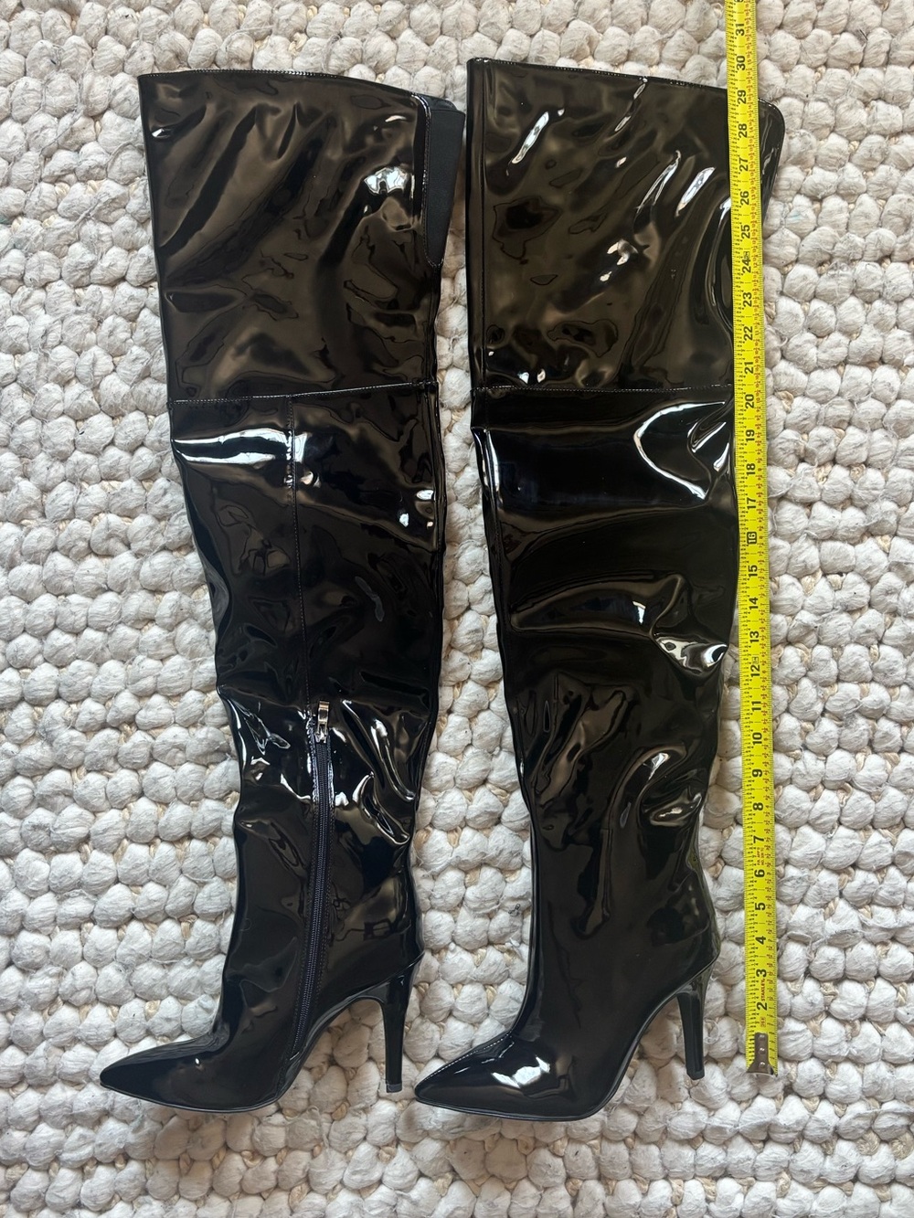 Black Patent Over-The-Knee Boots - Picture 3 of 9